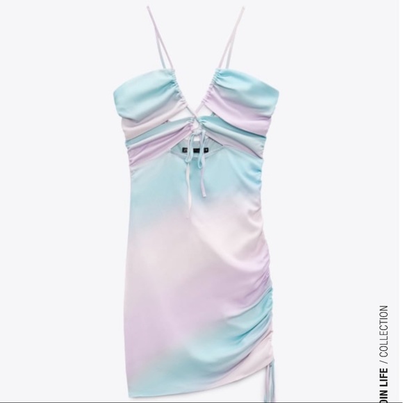 ZARA Tie-Dye Satin Effect Dress Size M BNWT - Picture 5 of 6